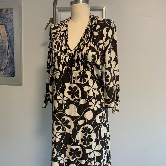 Lucky Brand Hearts and Clovers Black and White Floral Dress Women’s Medium - Picture 2 of 12